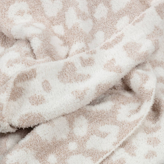 Cozy Feathery Knit Cheetah Throw Blanket Beige - Threshold
