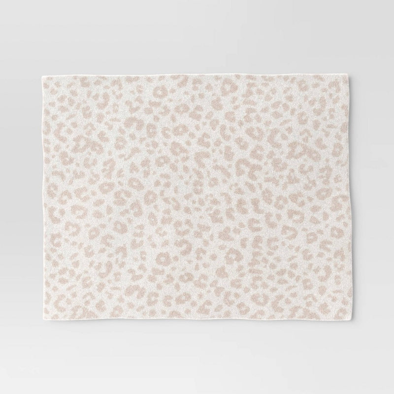 Cozy Feathery Knit Cheetah Throw Blanket Beige - Threshold