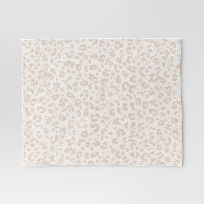 Cozy Feathery Knit Cheetah Throw Blanket Beige - Threshold