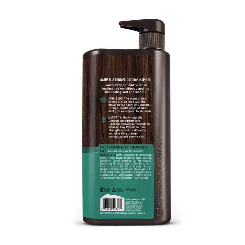Every Man Jack Sea Salt Hydrating Men's 3-in-1 All Over Wash - Body Wash, Shampoo and Conditioner - 32 fl oz