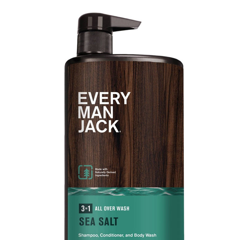 Every Man Jack Sea Salt Hydrating Men's 3-in-1 All Over Wash - Body Wash, Shampoo and Conditioner - 32 fl oz