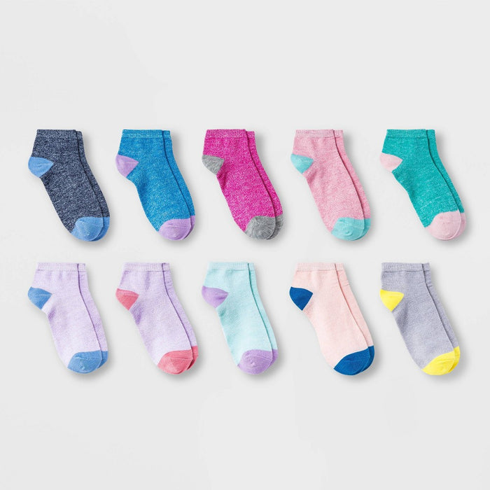 Girls' 10pk Lightweight Ankle Socks - Cat & Jack L