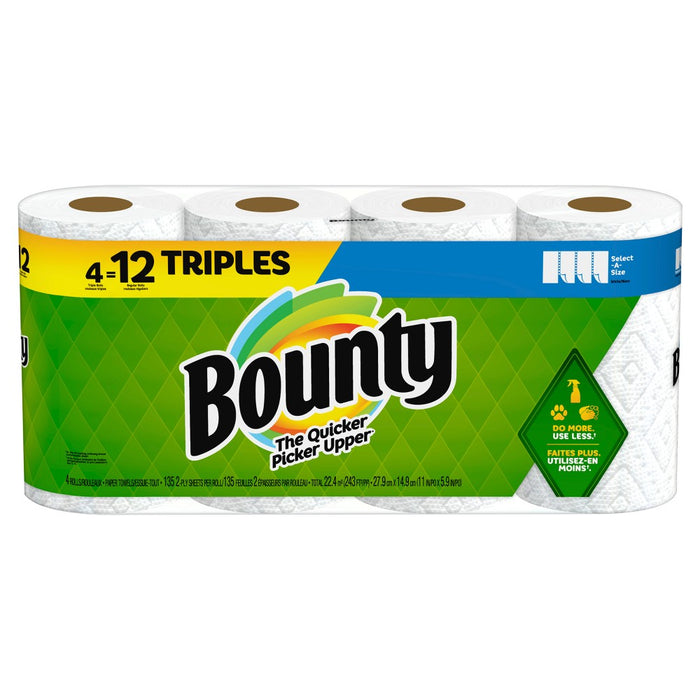 Bounty Select-A-Size Paper Towels - 4 Triple Rolls