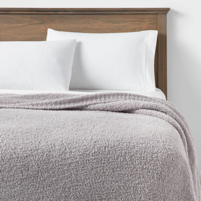 Twin/Twin XL Cozy Chenille Bed Blanket Gray - Threshold