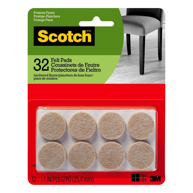 Scotch 1" 32pk Felt Pads Beige