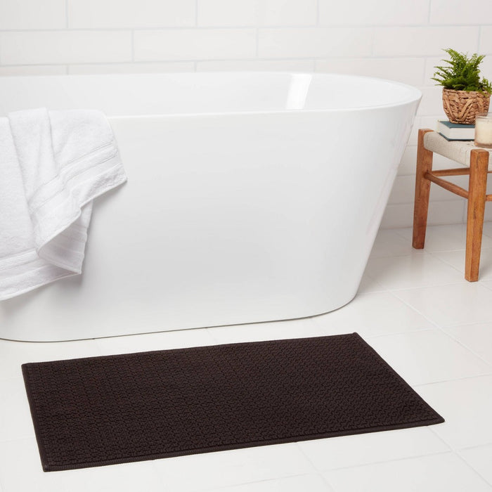 20"x34" Antimicrobial Bath Mat Washed Black - Threshold