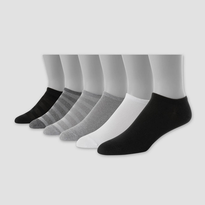 Hanes Premium Girls' 6pk No Show Solid Socks - Colors May Vary M