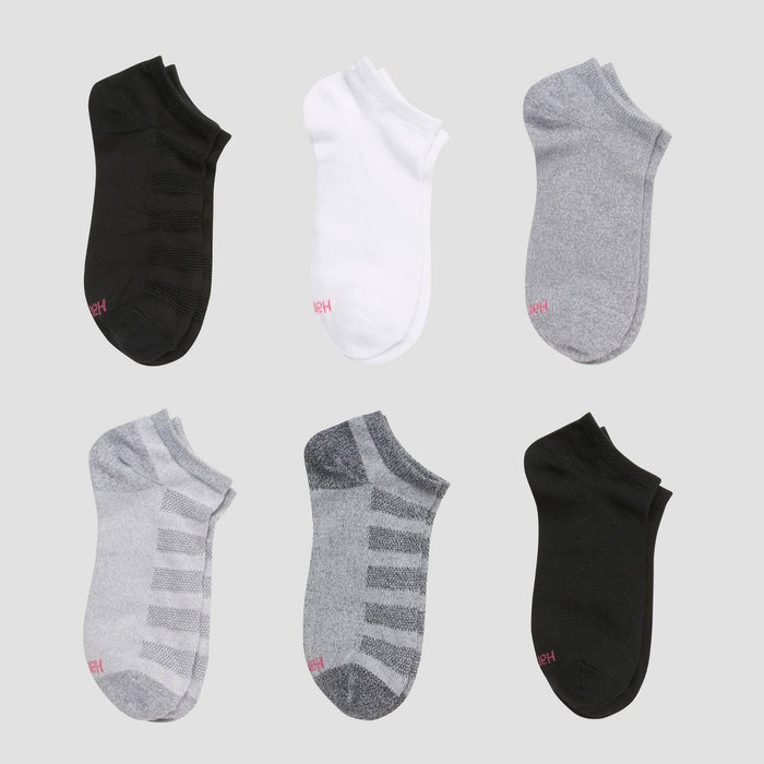 Hanes Premium Girls' 6pk No Show Solid Socks - Colors May Vary M