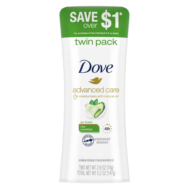 Dove Beauty Advanced Care Cool Essentials 48-Hour Antiperspirant & Deodorant Stick 2pk/2.6oz