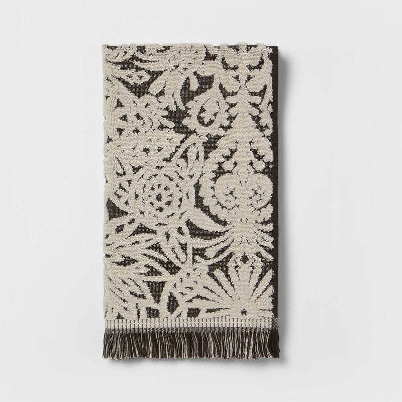 Allover Pattern Hand Towel Black/Khaki - Opalhouse