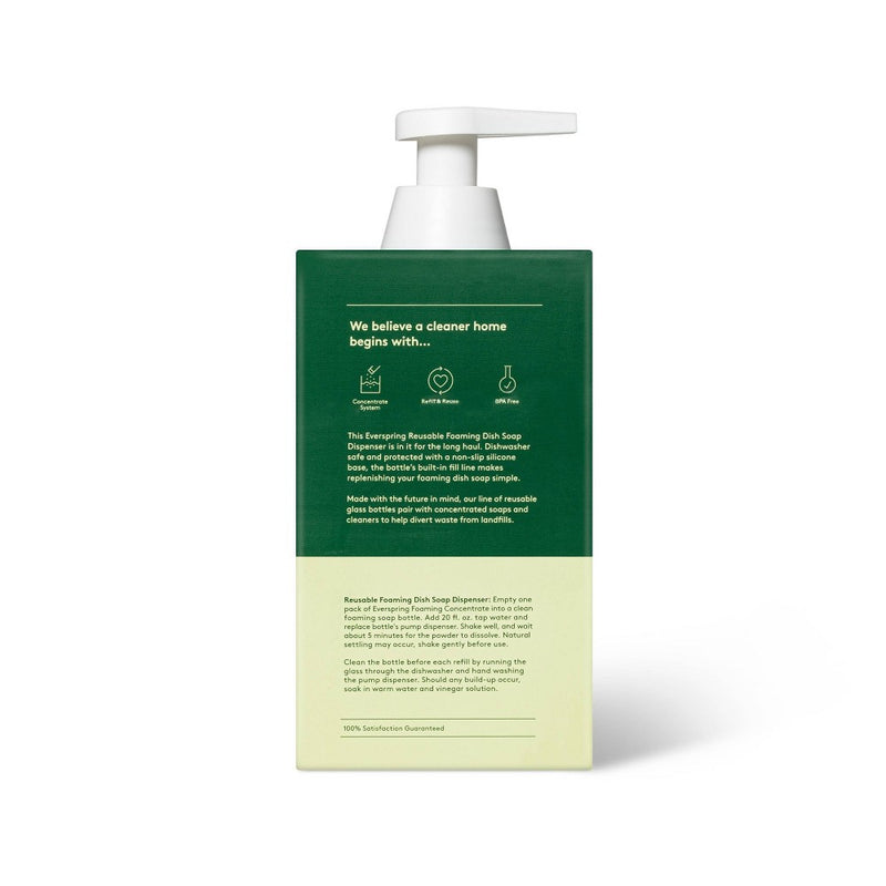 Glass Reusable Foaming Dish Soap Dispenser - Everspring