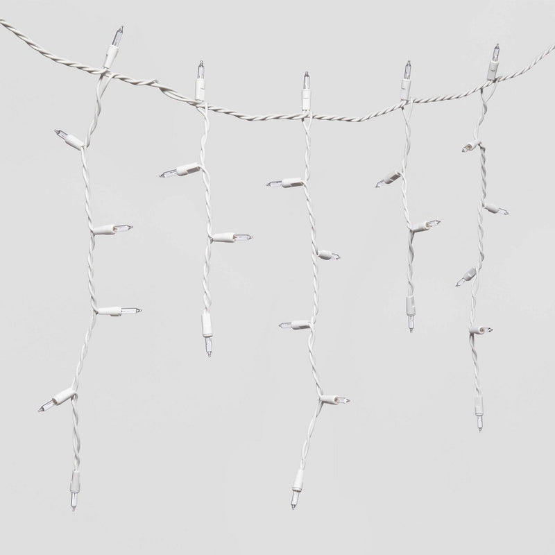 300ct Incandescent Mini Christmas Christmas Icicle Lights Clear with White Wire - Wondershop
