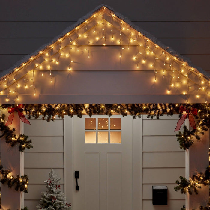 300ct Incandescent Mini Christmas Christmas Icicle Lights Clear with White Wire - Wondershop