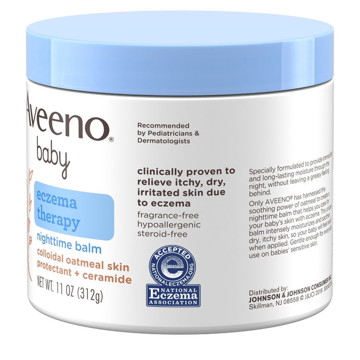Aveeno Baby Eczema Therapy Nighttime Moisturizing Balm, Soothes & Relieves Dry, Itchy Skin -11oz
