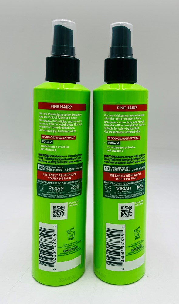 2 PACK Garnier Fructis Grow Strong Thickening 10-in-1 Hair Spray for Fine Hair