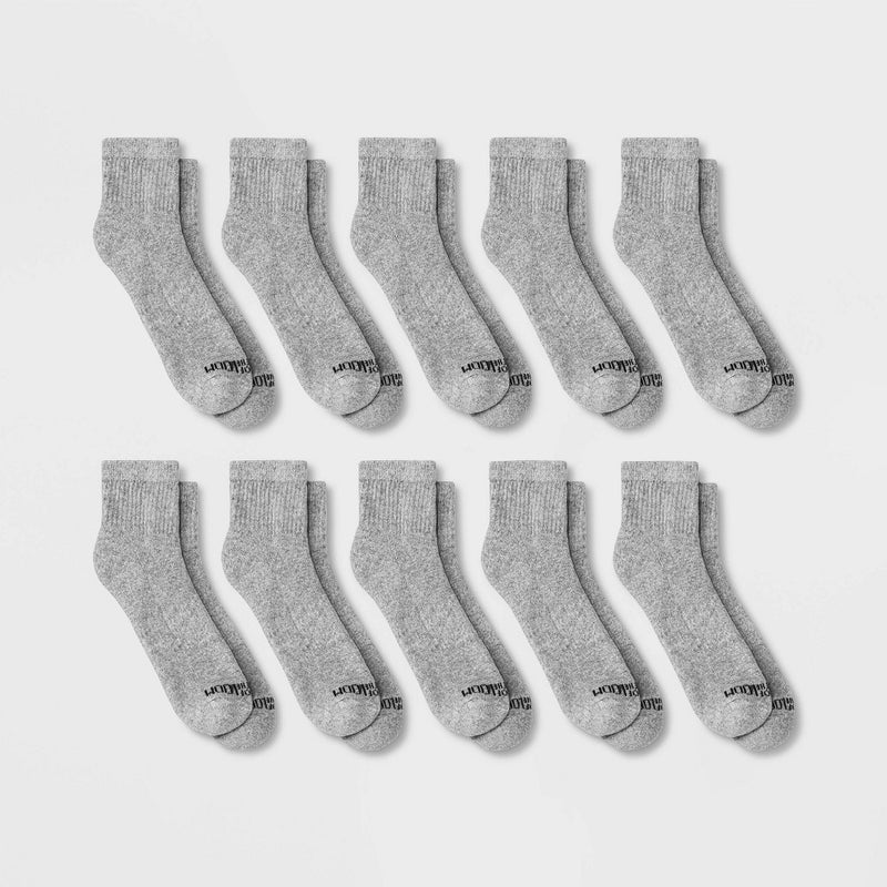 Fruit of the Loom Men's Comfort Stretch Ankle Socks 10pk - Gray 10-13
