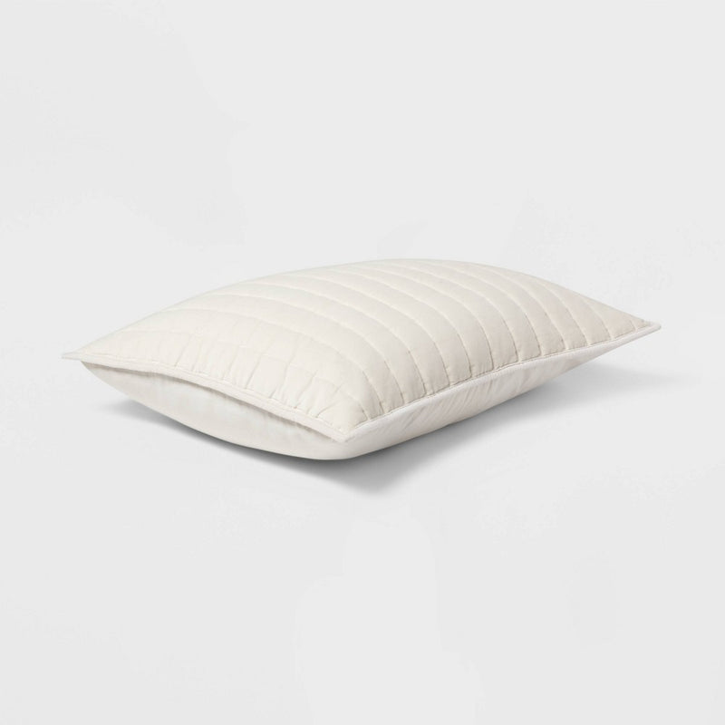Standard Channel Stitch Velvet Quilt Sham Cream - Threshold