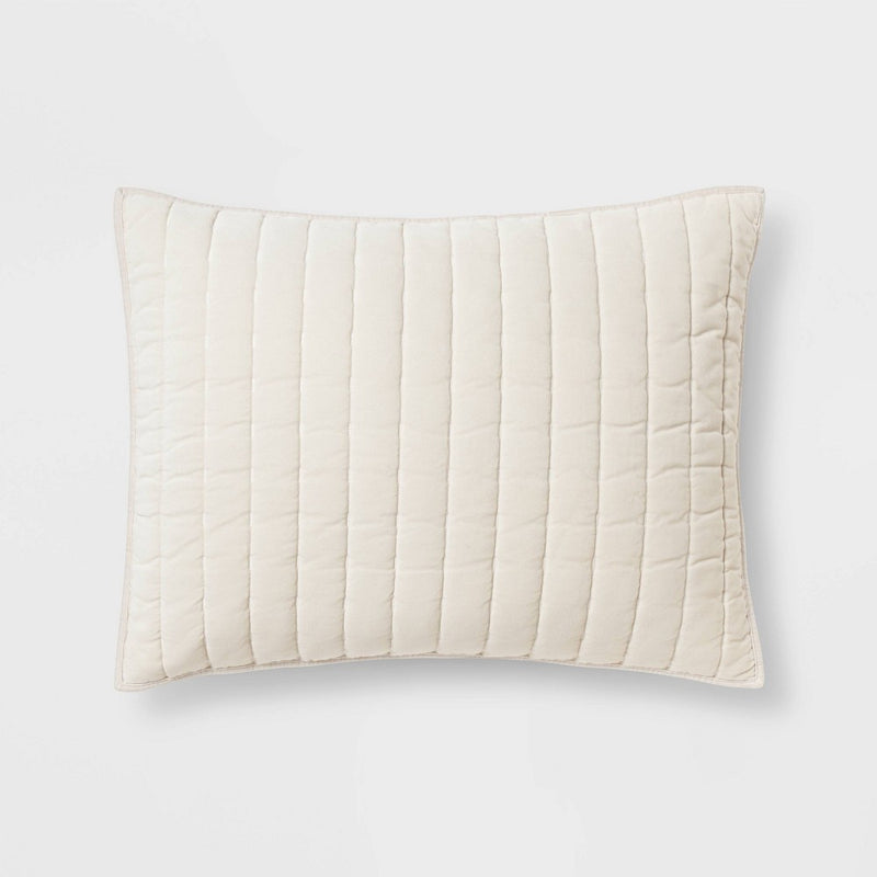 Standard Channel Stitch Velvet Quilt Sham Cream - Threshold