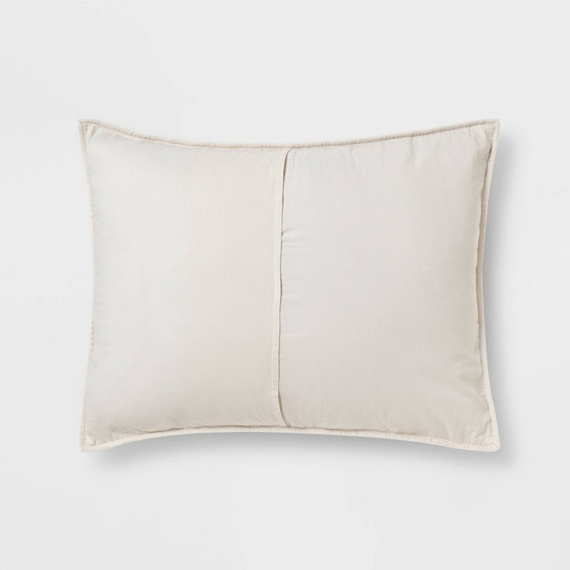 Standard Channel Stitch Velvet Quilt Sham Cream - Threshold