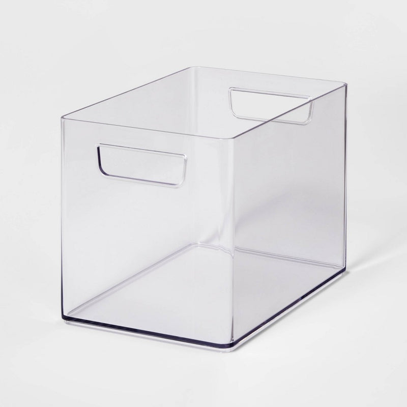 Medium Bathroom Organizer Bin with Handles Clear - Brightroom