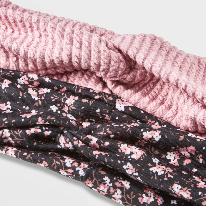 Girls' 2pk Soft Headbands - art class Black/Pink