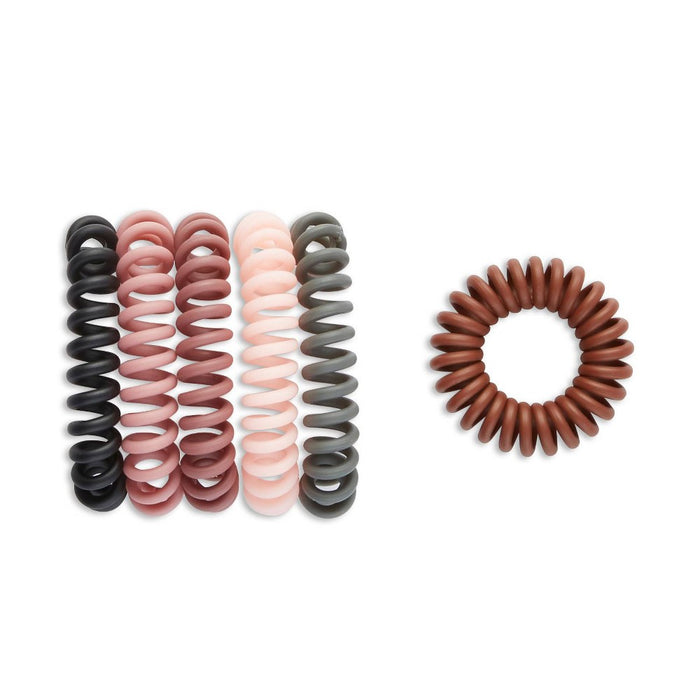 scunci Basics Spiral Hair Ties Matte - Pink/Brown/Black/Gray - 6pk