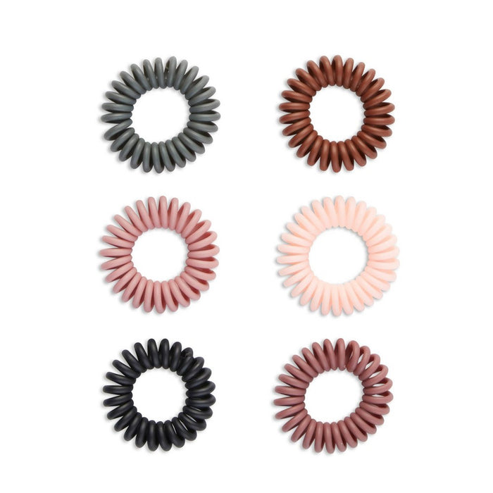 scunci Basics Spiral Hair Ties Matte - Pink/Brown/Black/Gray - 6pk