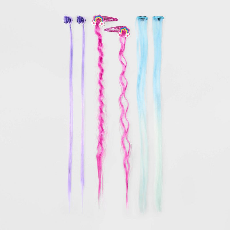 Girls' 6pk Mixed Clip Set with Faux Hair Extensions - Cat & Jack