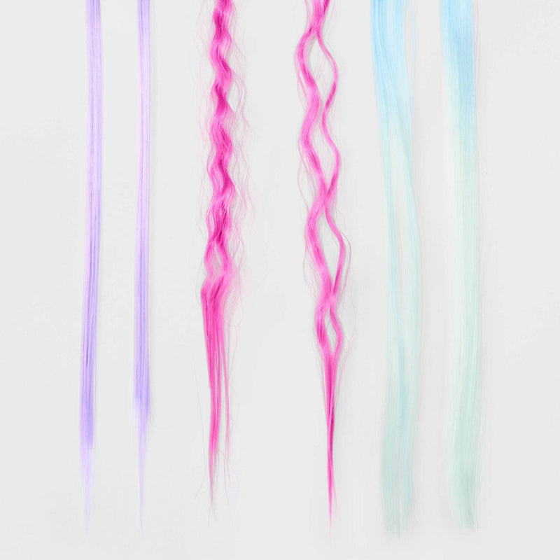 Girls' 6pk Mixed Clip Set with Faux Hair Extensions - Cat & Jack