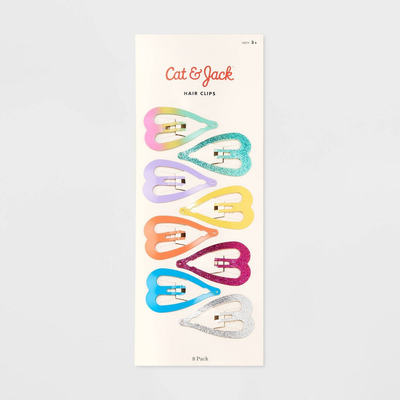 Girls' 8pk Heart Snap Clips - Cat & Jack