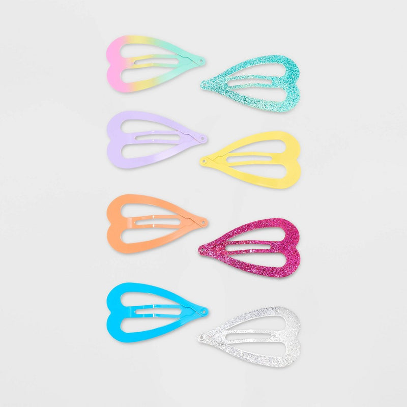 Girls' 8pk Heart Snap Clips - Cat & Jack