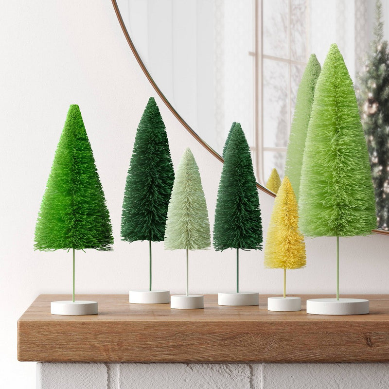 6pc Sisal Christmas Bottle Brush Tree Set - Wondershop Assorted Green