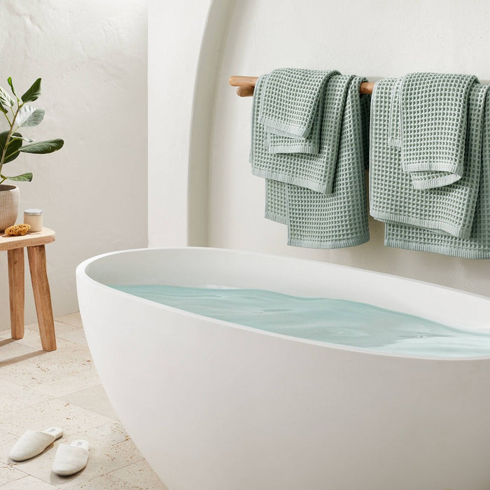 Decorative Waffle Bath Towel Chroma Teal Blue - Casaluna