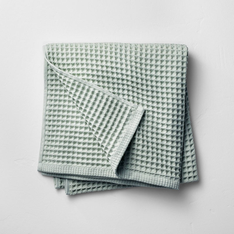 Decorative Waffle Bath Towel Chroma Teal Blue - Casaluna