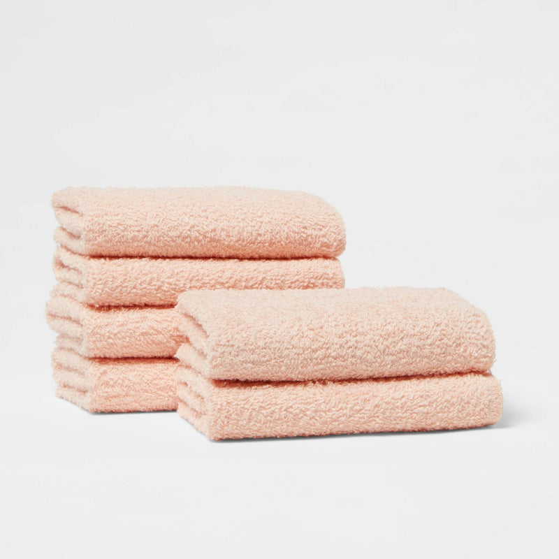 6pk Washcloth Set Light Peach - Room Essentials