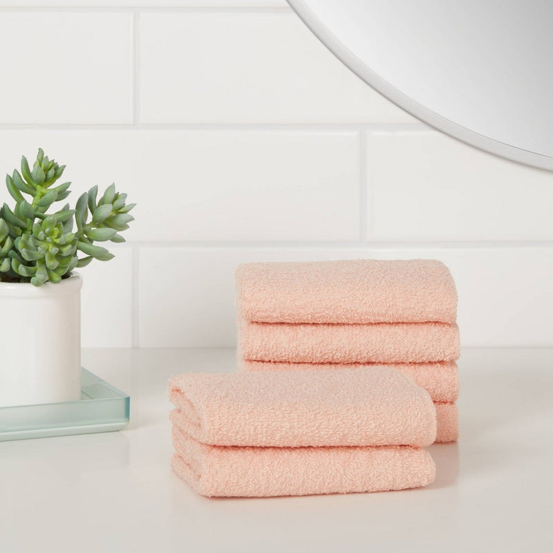 6pk Washcloth Set Light Peach - Room Essentials