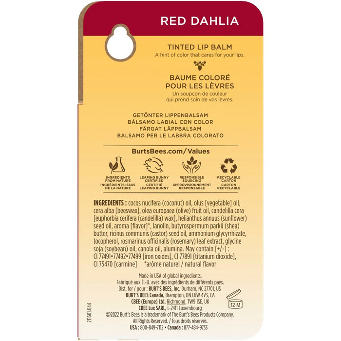 Burt's Bees Tinted Lip Balm - Red Dahlia Blister - 0.15oz