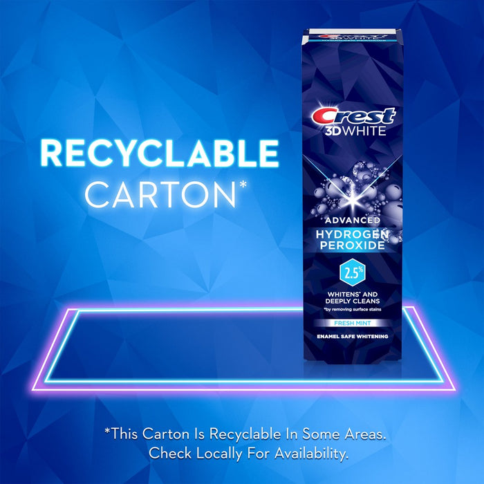 Crest 3D White Advanced Hydrogen Peroxide 2.5% Teeth Whitening Toothpaste - Fresh Mint - 3oz