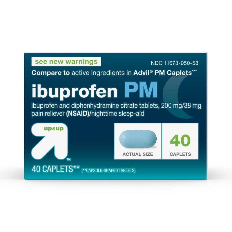 Ibuprofen (NSAID) PM Extra Strength Pain Reliever Nighttime Sleep-Aid Caplets - 40ct - up & up