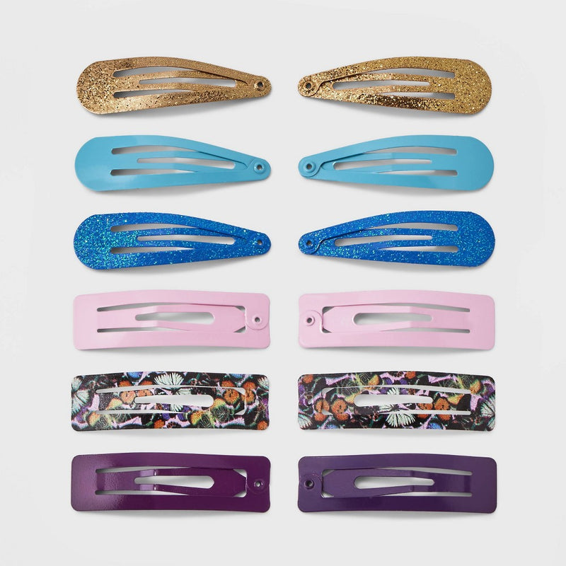 Girls' 12pk Assorted Snap Clips - art class