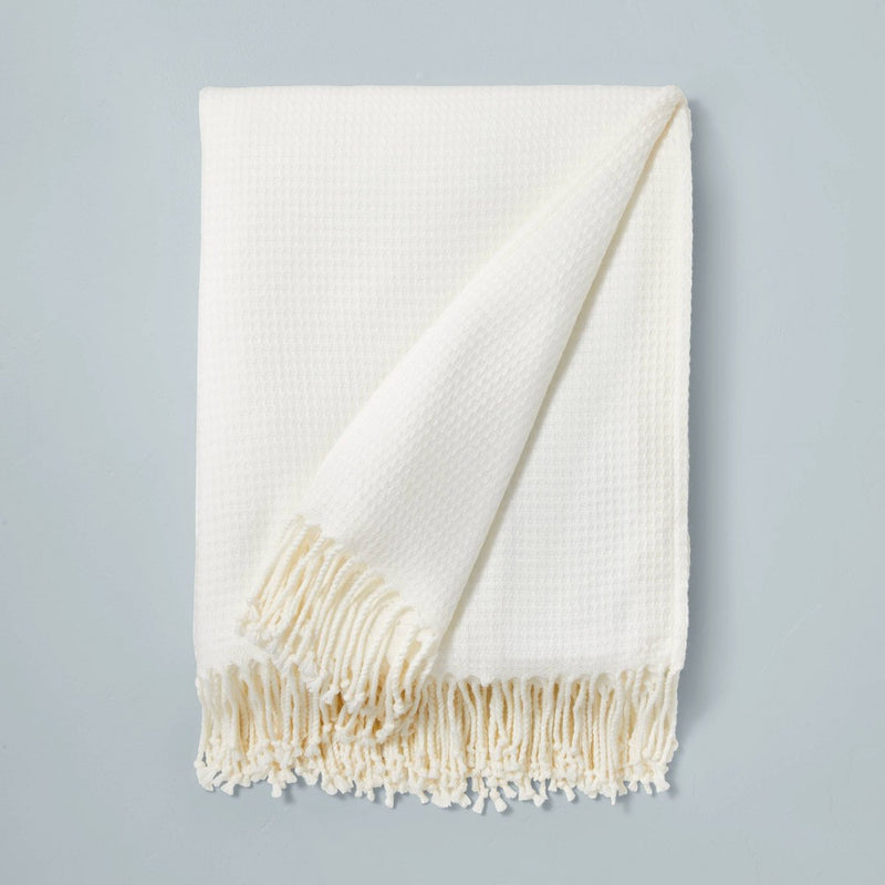 Solid Texture Woven Throw Blanket Sour Cream - Hearth & Hand with Magnolia