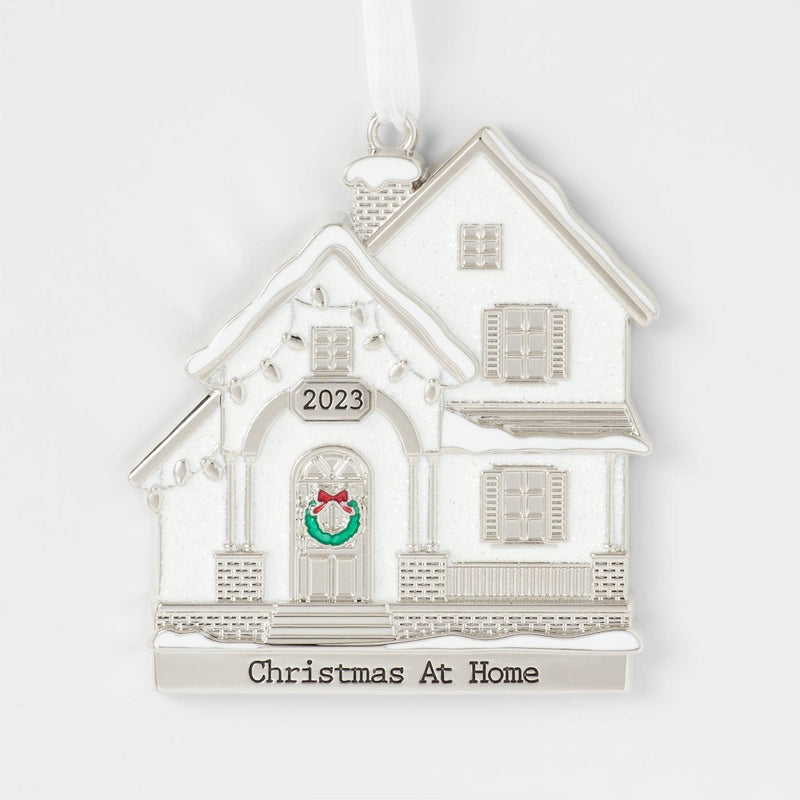 2023 'Christmas at Home' Metal House Christmas Tree Ornament Silver - Wondershop