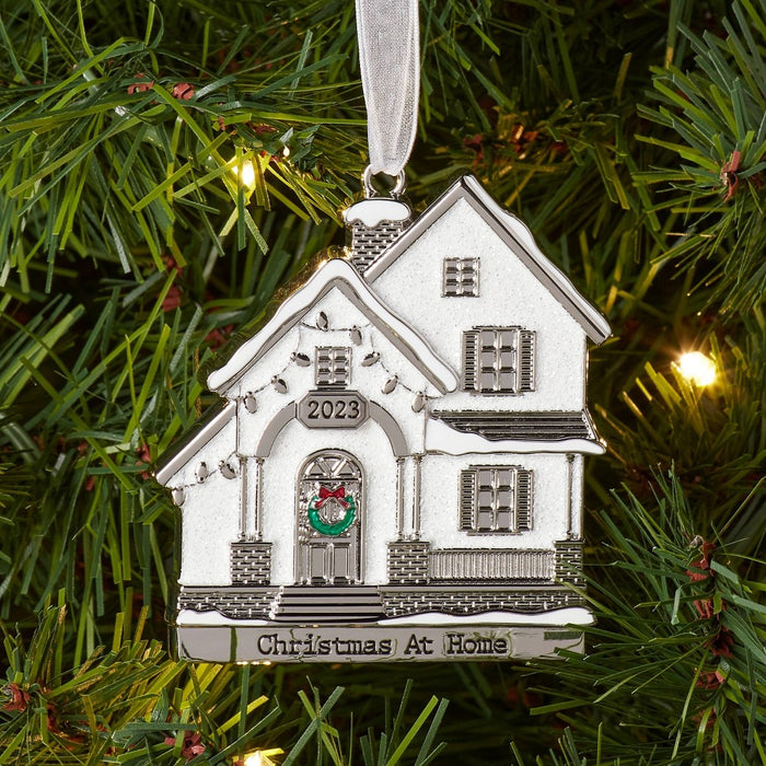 2023 'Christmas at Home' Metal House Christmas Tree Ornament Silver - Wondershop