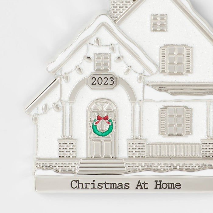 2023 'Christmas at Home' Metal House Christmas Tree Ornament Silver - Wondershop