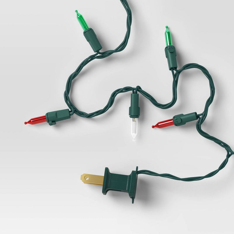 100ct LED Smooth Mini Christmas String Lights Red/Green/Warm White with Green Wire - Wondershop