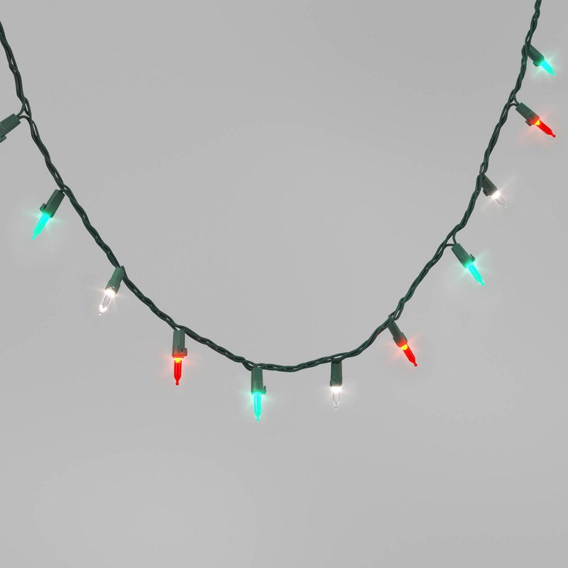 100ct LED Smooth Mini Christmas String Lights Red/Green/Warm White with Green Wire - Wondershop