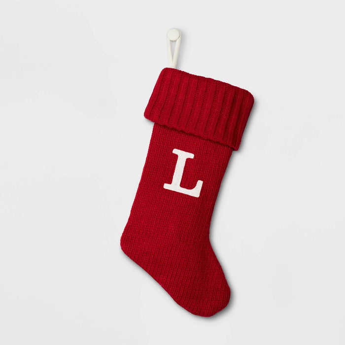 Knit Monogram Christmas Stocking Red L - Wondershop