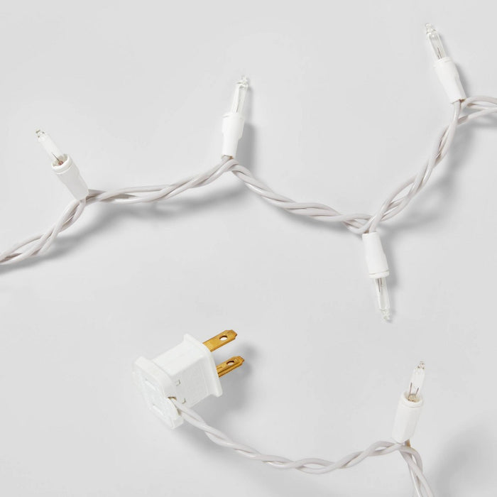 100ct Incandescent Smooth Mini Christmas String Lights Clear with White Wire - Wondershop