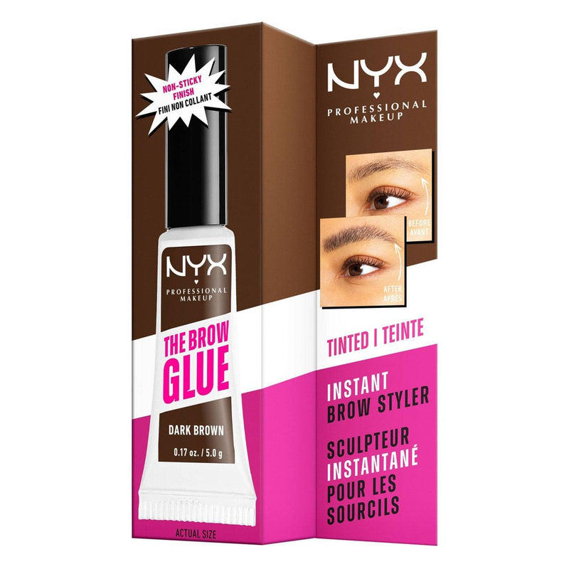 NYX Professional Makeup Brow Glue Eyebrow Gel - Dark Brown - 0.17 fl oz