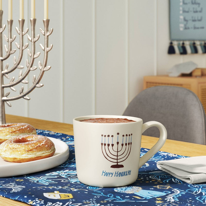 16.9oz Happy Hanukkah Menorah Mug Ivory - Threshold